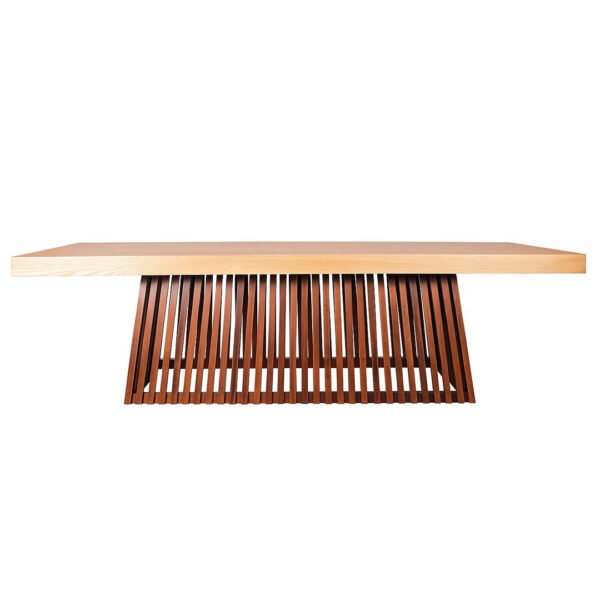 Mesa de madeira com base ripada 2,74m