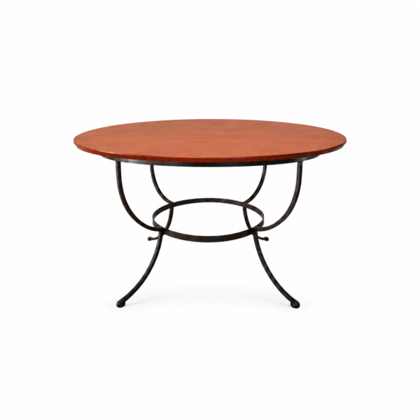Mesa com tampo de madeira e base de ferro colors 1,36m diâm (8 pessoas)