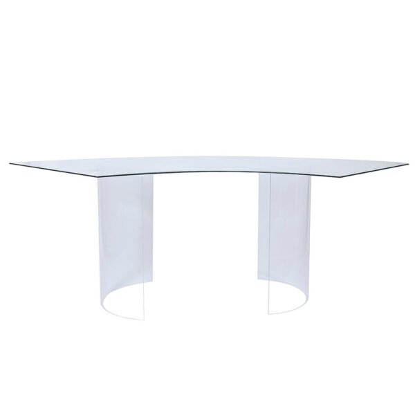 Mesa de Vidro Curva com Base Transparente