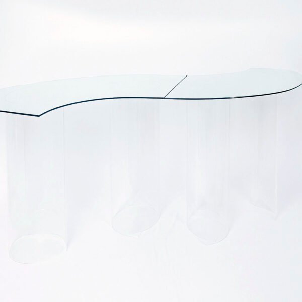 Mesa Vidro Curvas com Base Transparente