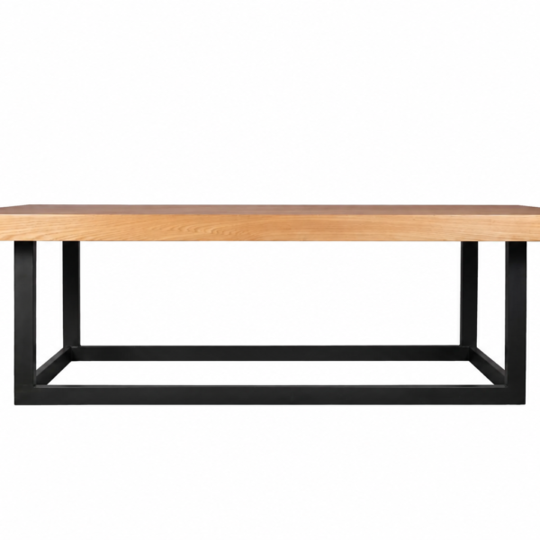 Mesa com tampo de madeira e base de metal 2,74m