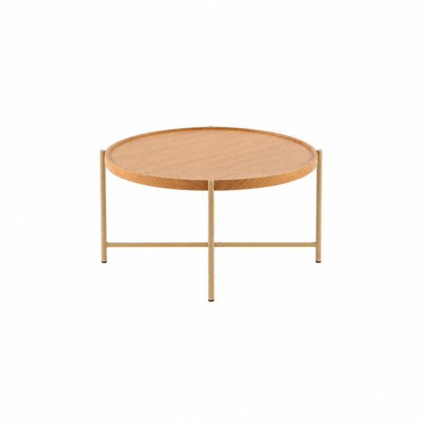 Mesa de centro com tampo de madeira 0,60m diâm x 0,35m alt