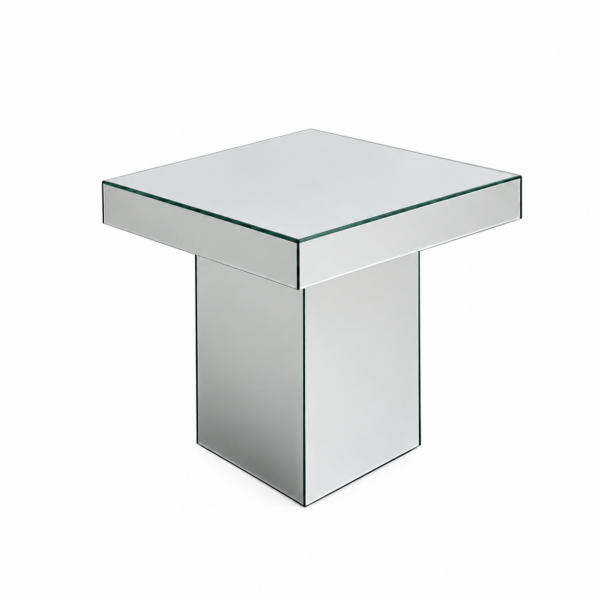 Mesa de espelho tampo com 0,70m x 0,70m e base central com rodinhas