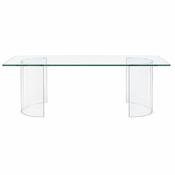 Aparador retangular tampo de vidro e base transparente 1,50m comp