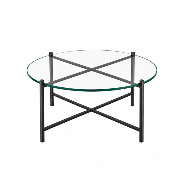 Mesa de centro com tampo de vidro e estrutura colors 0,80m diâm x 0,40m alt