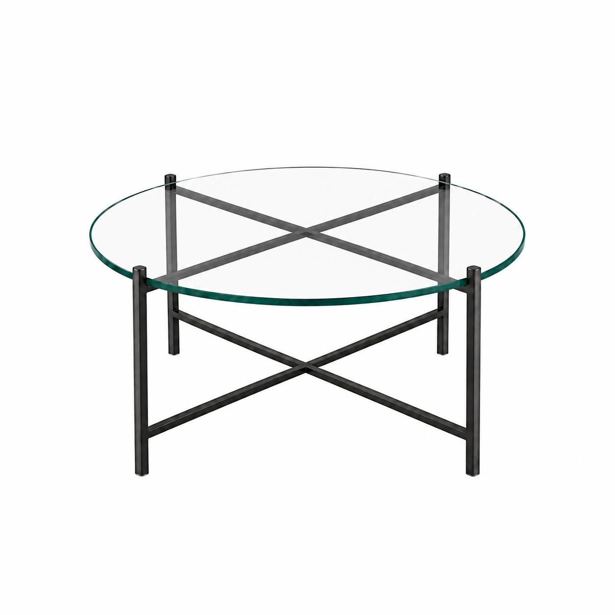 Mesa de centro com tampo de vidro e estrutura colors 0,80m diâm x 0,40m alt