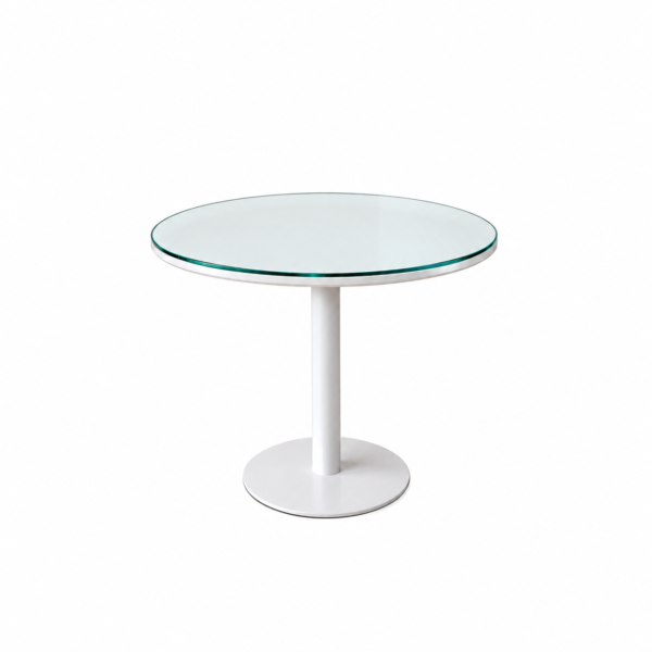 Mesa bistrô baixa colors com acabamento de vidro 0,90 diâm