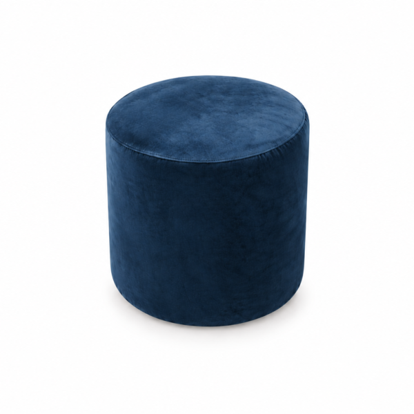 Puff em veludo azul 0,45m diâm